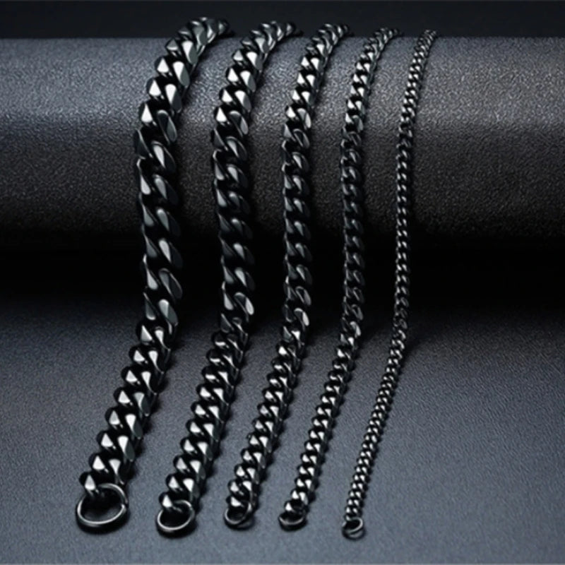 3-11mm Thick Waterproof Chain Bracelet for Men Stainless Steel Cuban Chain Wristband Classic Punk Heavy Men's Jewelry