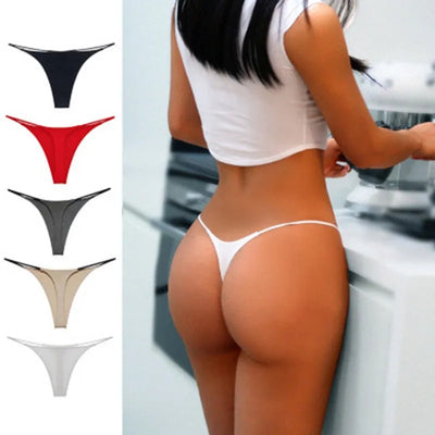 Seamless Soft Sexy G String Thongs Low Waist Double Strap Thong Panties Women Lingerie Briefs Ladies Underpants Panty Intimates