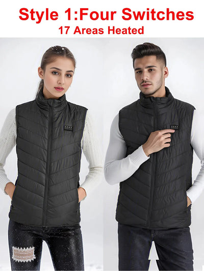 17/9 Areas Heated Vest Men Electric Heating Vest Usb Heated Jacket Heated Vest Women Heated Bodywarmer Heated Down Jacket Winter