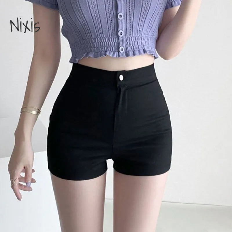 Summer High Waist Slim Shorts Women Korean Tight Elastic Bag Hip Three-point Hot Pants Casual Outer Wear Bottoms Female Clothes