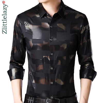 2022 Brand Casual Spring Luxury Plaid Long Sleeve Slim Fit Men Shirt Streetwear Social Dress Shirts Mens Fashions Jersey 2306