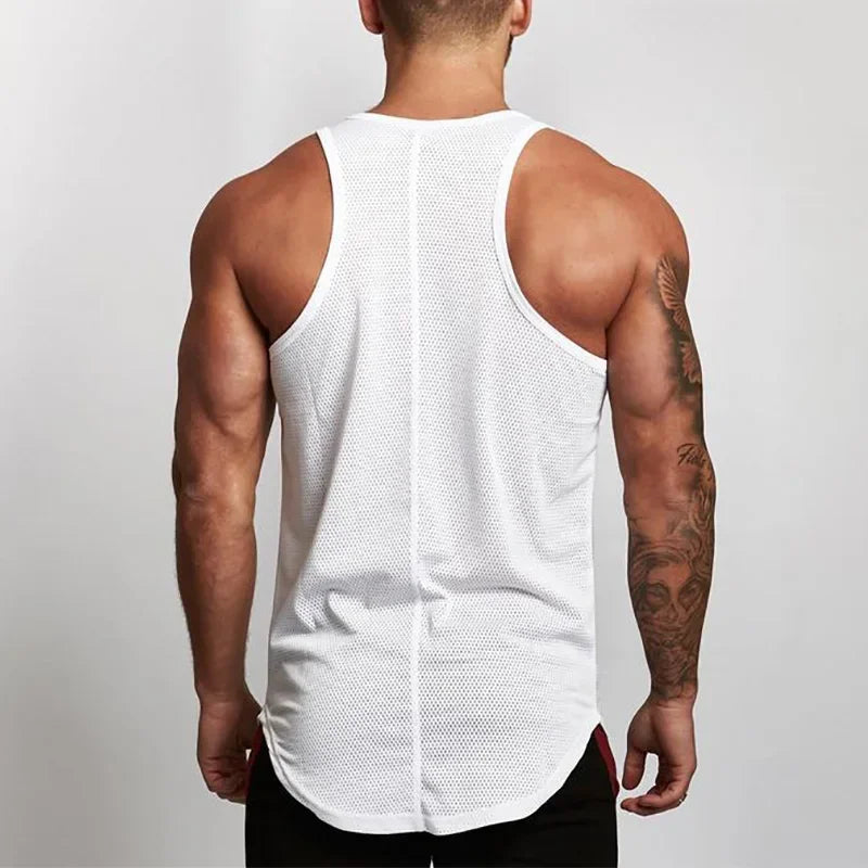 Muscleguys Men's Mesh Tank Tops Fitness Clothing 2023 Summer Muscle Vest Gyms Stringer Tanktop Canottiere Bodybuiding Sleeveless