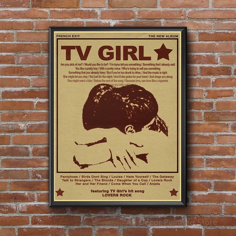 TV Girl Posters Retro Kraft Paper Prints Lovers Rock Vintage Poster Wall Art Painting Study Home Living Room Decoration Picture