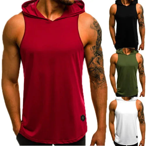 New Fashion Moto Biker Hooded Mens Tank Tops Joggers Summer T Shirt Men Sleeveless Top Fly Cool Street Top Mens Clothes M-3XL