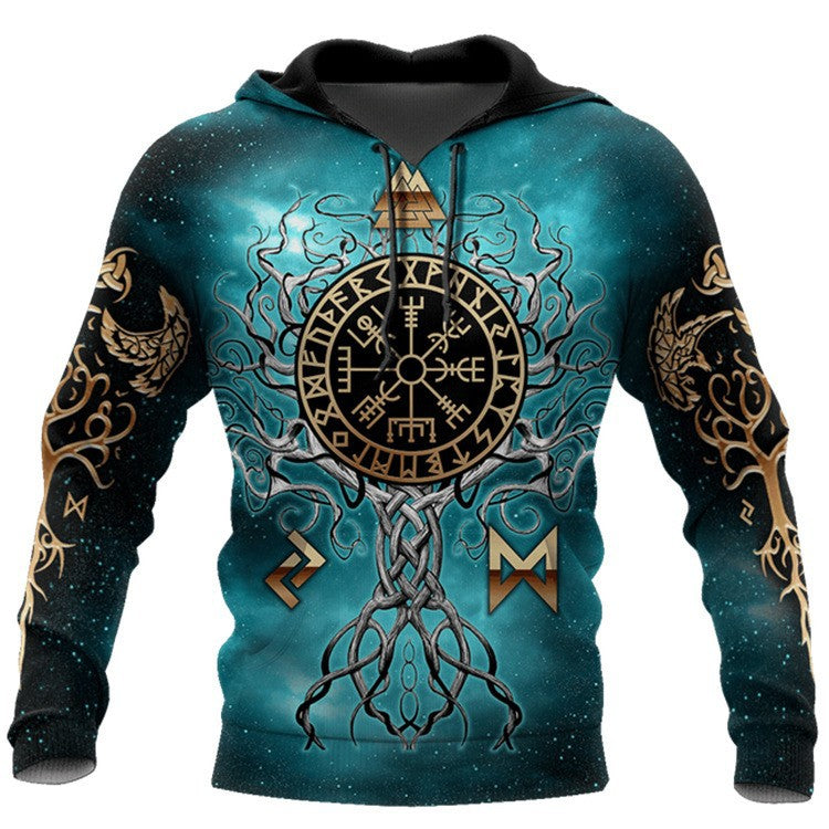 European Code Fashion 3D Digital Viking Printed Hoodie