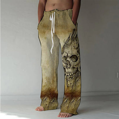 Men's Fashion Personality Vintage Print Wide Casual Pants