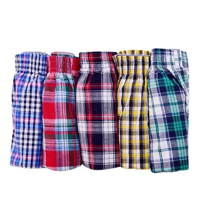 1pc Men Cotton Arrow Boxers Casual Plaid Print Elastic Wa