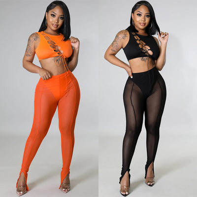 Skinny Mesh See-through Leggings For Women