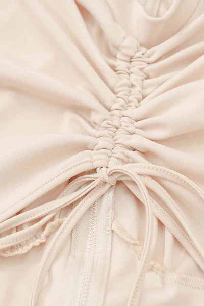 Zip Up Cutout Drawstring Detail Dress