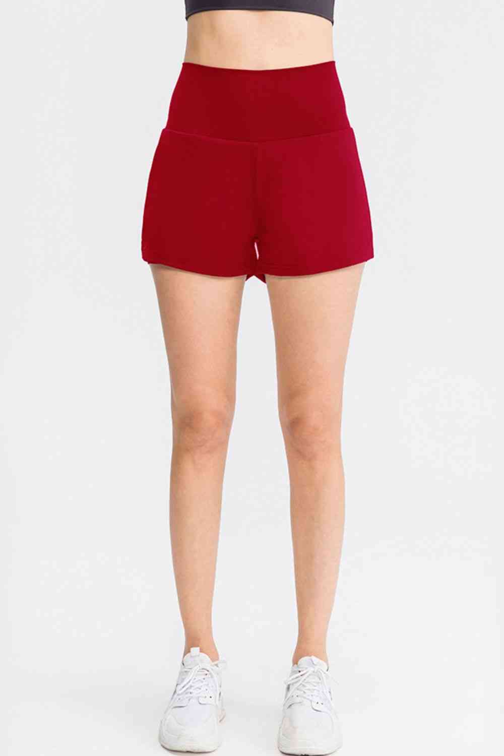 Wide Waistband Sports Shorts with Pockets