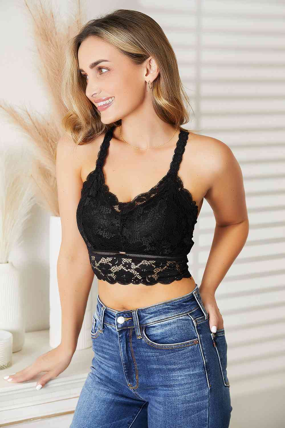 JadyK Juliette Full Size Crisscross Lace Bralette