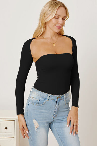 Cutout Raglan Sleeve Bolero and Tube Top