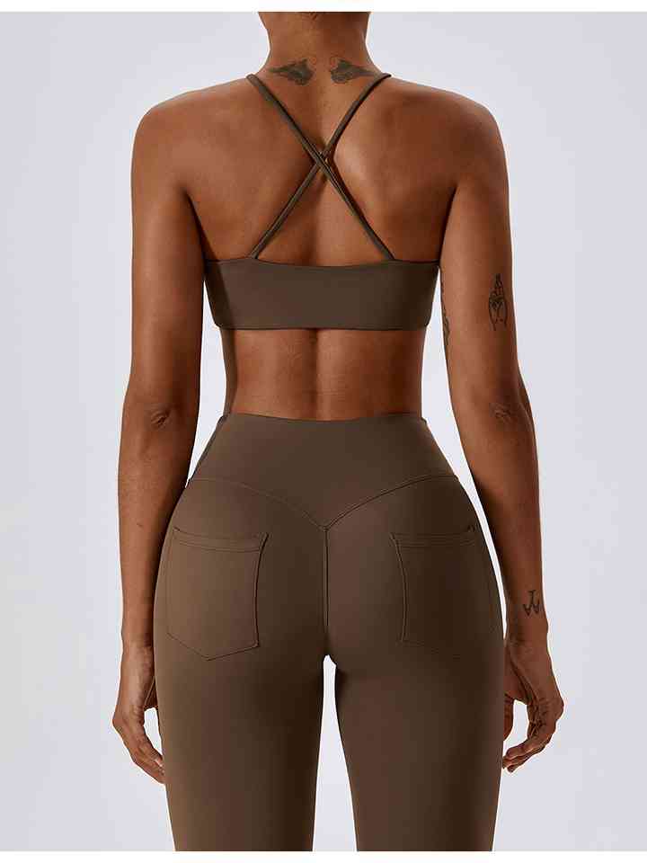 Cropped Halter Neck Sports Bra