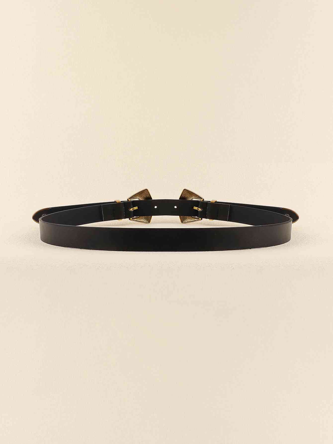 Double Buckle PU Leather Belt