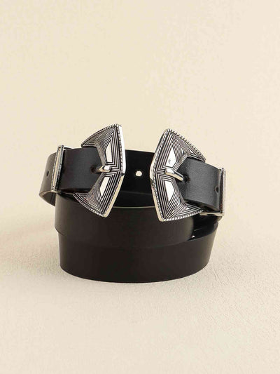 Double Buckle PU Leather Belt